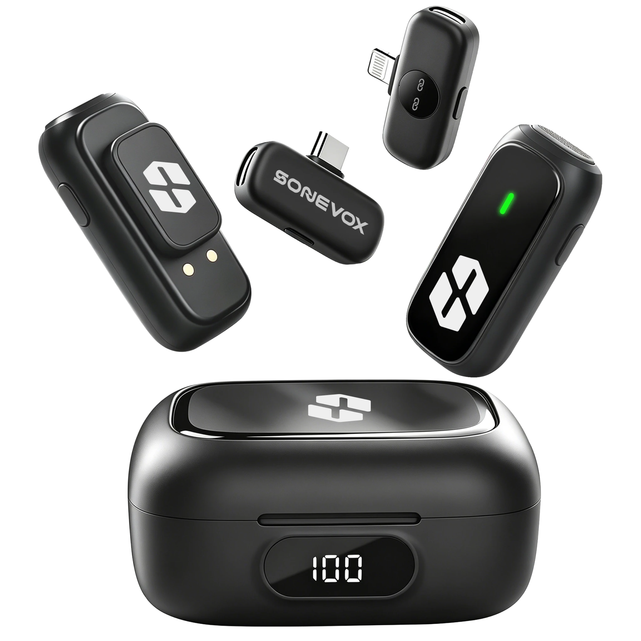 SONEVOX AirMic Mini Wireless Lavalier Microphone for iPhone Android